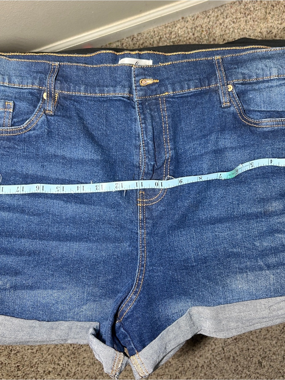 just be Dark Blue Denim Jeans with Contrast Stitching